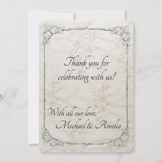 bestickte Lace Wedding Dankeschön Karte (Vorderseite)