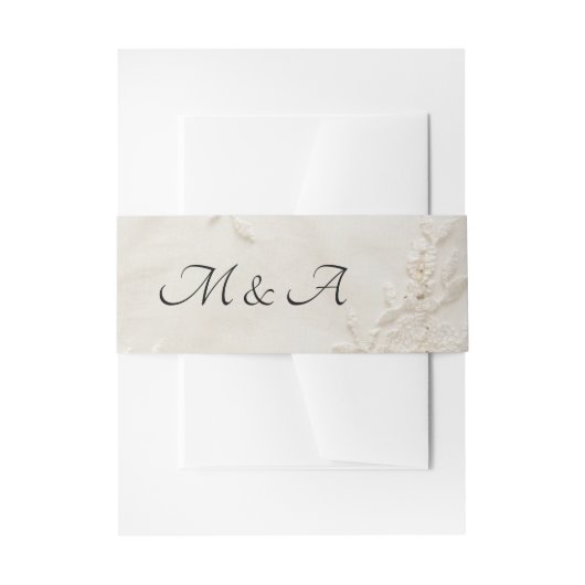 bestickte Lace Wedding Einladung Bauchband Einladungsbanderole (Vorderseite Beispiel)
