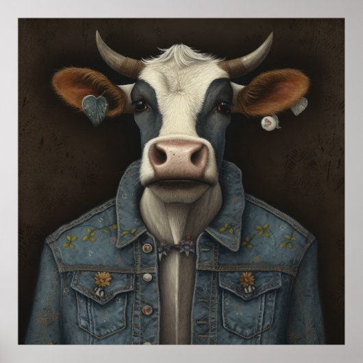 bestickte Moojacke - Funny Cow in einem Kostüm Poster (Vorne)