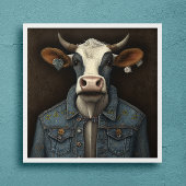 bestickte Moojacke - Funny Cow in einem Kostüm Poster