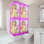 bestickte Palmen rosa Duschvorhang (Beispiel)