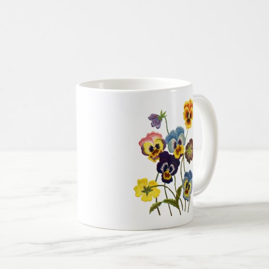 bestickte Parade der Stiefmütterchen Kaffeetasse (VorderseiteRechts)