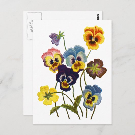 bestickte Parade der Stiefmütterchen Postkarte (Vorne/Hinten)