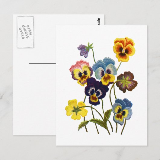 bestickte Parade der Stiefmütterchen Postkarte (Vorne/Hinten)