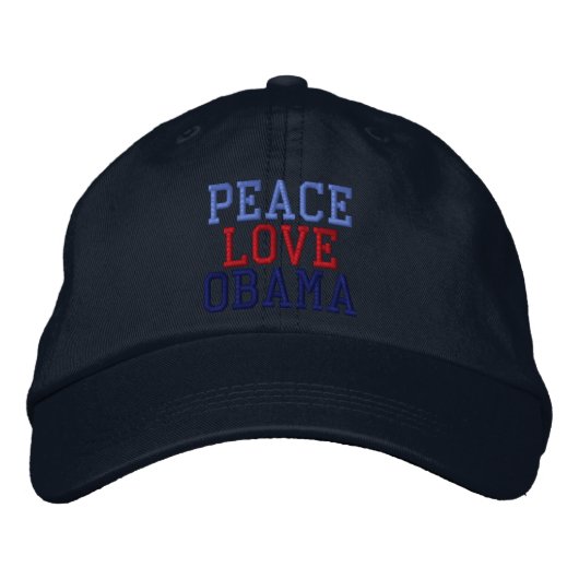 bestickte Peace Liebe Obama Ball Cap Kappe (Vorderseite)