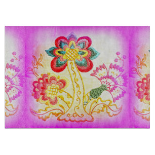 Bestickte Pink Palm Glas Schneidebrett