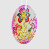 bestickte Rosa Palmenschmuck Ornament (Vorderseite)