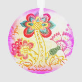 bestickte Rosa Palmenschmuck Ornament (Rückseite)