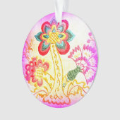 bestickte Rosa Palmenschmuck Ornament (Vorderseite)