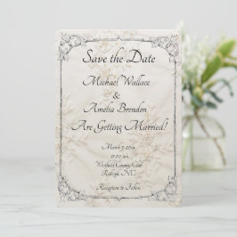 Bestickte Spitze Hochzeit Speichern Sie die Datums Save The Date