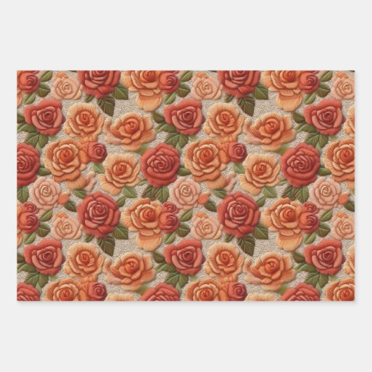 bestickte Tischtücher, Sonnenblumen und Rose Geschenkpapier Set (Vorderseite 3)