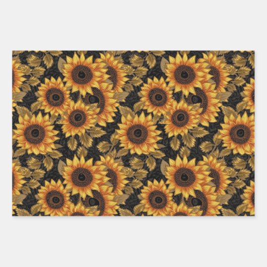 bestickte Tischtücher, Sonnenblumen und Rose Geschenkpapier Set (Vorderseite 2)