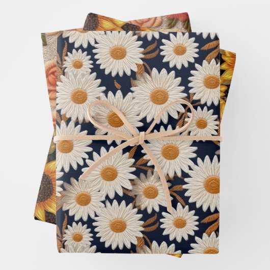bestickte Tischtücher, Sonnenblumen und Rose Geschenkpapier Set (Beispiel)