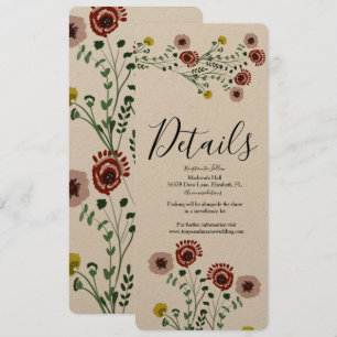 Bestickte Vintage-Blumen-Hochzeitsdetails Einladung