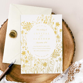 bestickte Wildblume Floral Meadow Gold Folieneinladung