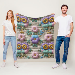 Bestickter Blumenstil   Plüschig & Gemütlich Fleecedecke