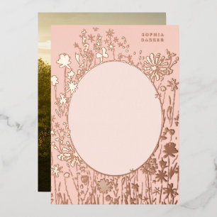Bestickter floraler Blank Blush Gold Folieneinladung