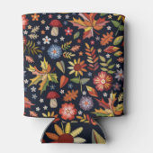 Bestickter Herbst: farbenfrohe Blumenmuster. Dosenkühler (Rückseite)