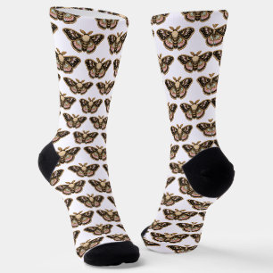 Bestickter Nachtfalter Socken