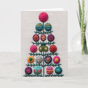 Bestickter Weihnachtsbaum Karte