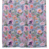 besticktes, florales, nahtloses Muster Duschvorhang (Vorderseite)