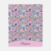 besticktes, florales, nahtloses Muster Fleecedecke (Vorderseite)