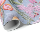 besticktes, florales, nahtloses Muster Geschenkpapier (Rolleneckpunkt)