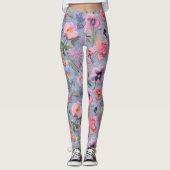besticktes, florales, nahtloses Muster Leggings (Vorderseite)