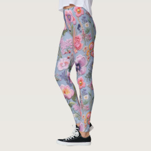 besticktes, florales, nahtloses Muster Leggings