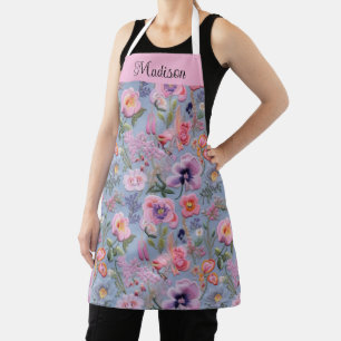 besticktes, florales, nahtloses Muster Schürze