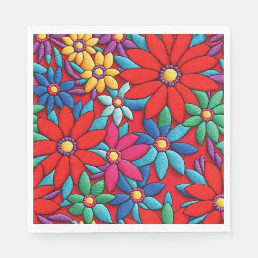 Besticktes Gänseblümchen-Design Serviette (Vorderseite)