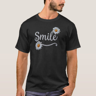 Besticktes Gänseblümchen-Lächeln – Florale kursivt T-Shirt