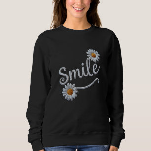 Besticktes Gänseblümchen-Lächeln – Florale Schreib Sweatshirt