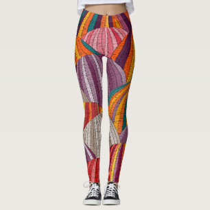 besticktes, gewelltes, ethnisch-böhmisches Muster Leggings