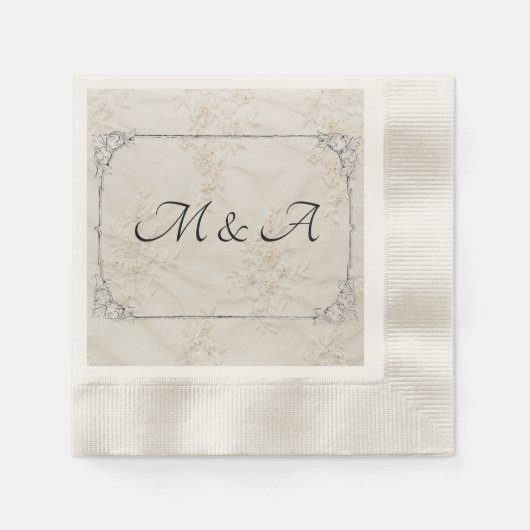 besticktes Hochzeitspapier Napkin Serviette (Vorderseite)