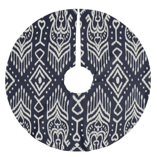 Besticktes Ikat-Gewebe: Ethnisches Eleganz. Polyester Weihnachtsbaumdecke (Vorderseite)