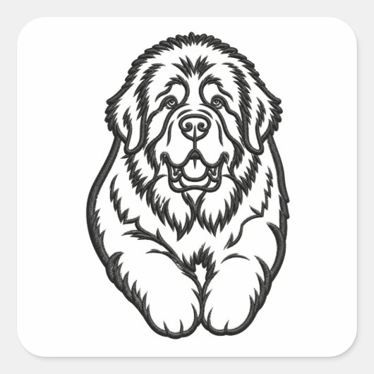 Besticktes Neufundländer-Emblem Quadratischer Aufkleber (Vorderseite)