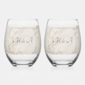 besticktes Spitzen Hochzeitungs-Edelglas Weinglas Ohne Stiel (Rückseite)