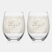 besticktes Spitzen Hochzeitungs-Edelglas Weinglas Ohne Stiel (Vorderseite)