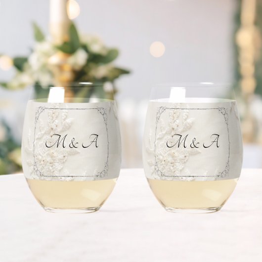besticktes Spitzen Hochzeitungs-Edelglas Weinglas Ohne Stiel (Insitu (Hochzeit))