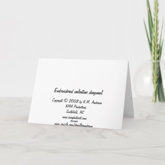 besticktes Valentin Feiertagskarte (Rückseite)