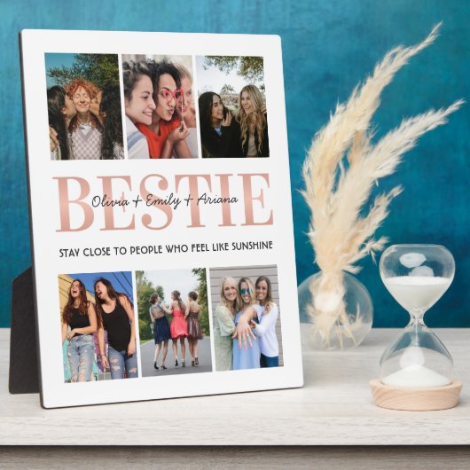 Bestie Best Friend White Foto Collage Plaque Fotoplatte (Seite)