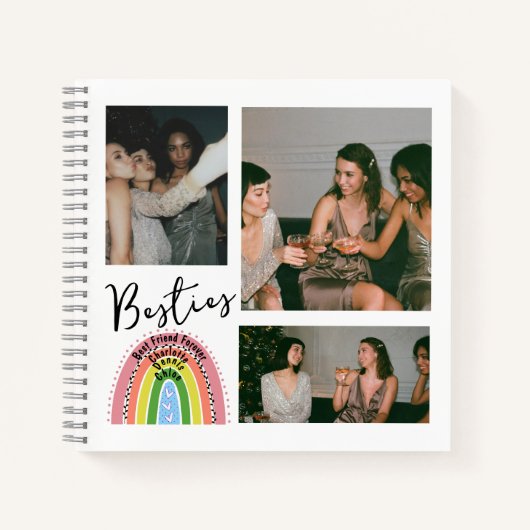 Bestie Best Friends Forever Rainbow Foto Collage Notizblock (Vorderseite)