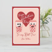 Bestie Best Tea Galentine's Valentine Day Feiertagskarte (Stehend Vorderseite)