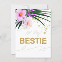 Bestie Card mit Blumen- und Goldakzenten