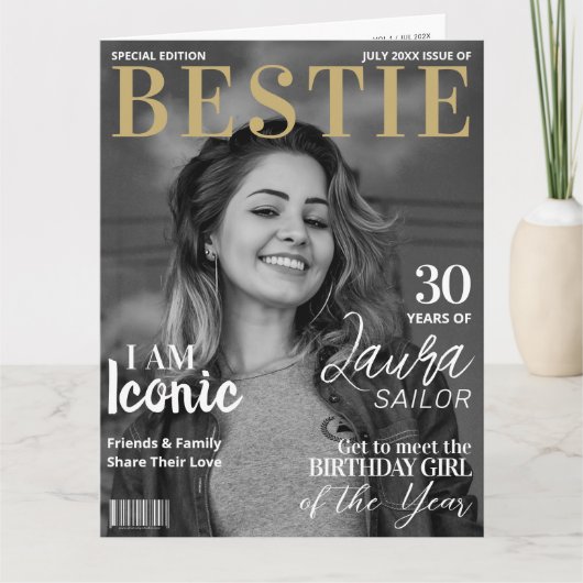 Bestie Custom Birthday Magazine Grußkarte Karte (Vorderseite)