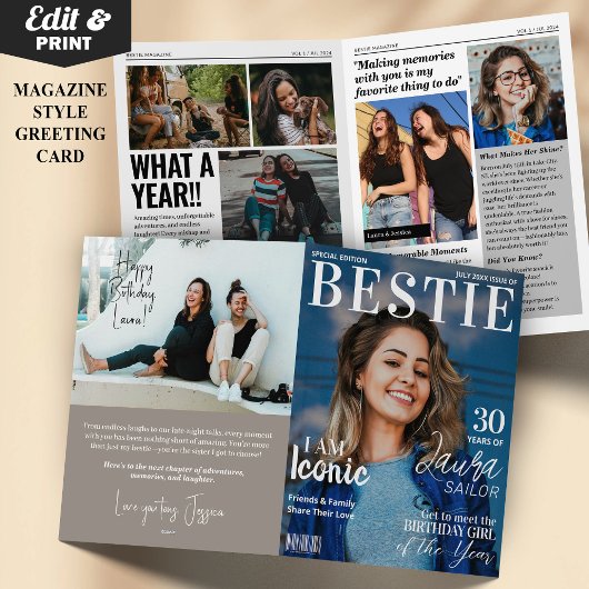 Bestie Custom Birthday Magazine Grußkarte Karte