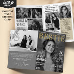 Bestie Custom Birthday Magazine Grußkarte Karte<br><div class="desc">Machen Sie Ihren Geburtstag Ihrer besten Freundin unvergesslich mit unserer Geburtstagskarte von Bestie Custom! Diese einzigartige 4-seitige Karte verfügt über ein personalisiertes Titelblatt und eine Collage aus Foto sowie über lustige Artikel, die Ihre Freundschaft feiern. Diese Karte eignet sich hervorragend, um Ihre Lieblingssendungen zusammen zu präsentieren. Sie verleiht der Geburtstagsfeier...</div>