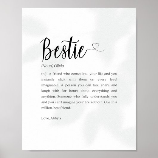 Bestie Definition Print, Personalisierte Geschenke Poster (Vorne)