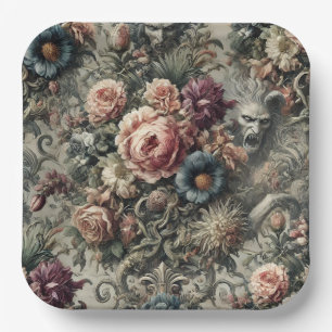 Bestie des Interstitiums – Gothic Floral Design Pappteller